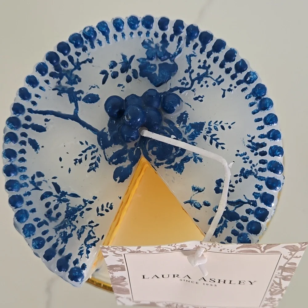 BIRTHDAY CAKE CANDLE BLUE & WHITE LAURA ASHLEY NEW